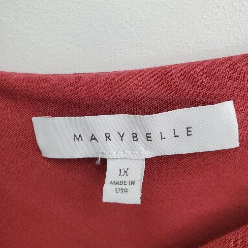 Marybelle Womens 1X Rust Red Satin Look Tie Strap Tank Top Sleeveless - Picture 6 of 12